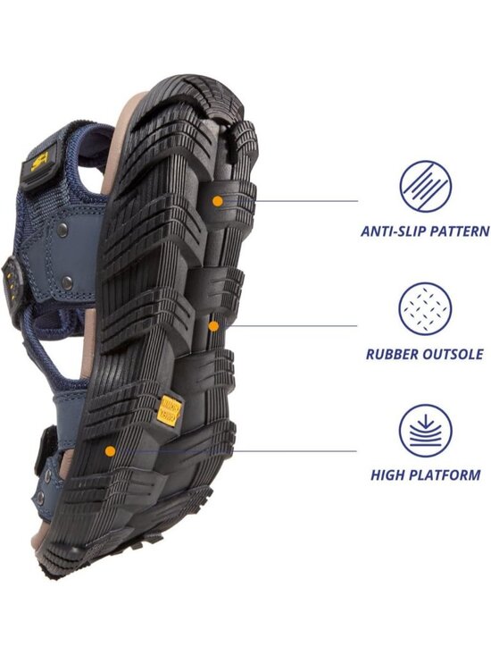 Men\'s Dark Blue Leather Waterproof Athletic Arch Support Hiking Sandal Shoes